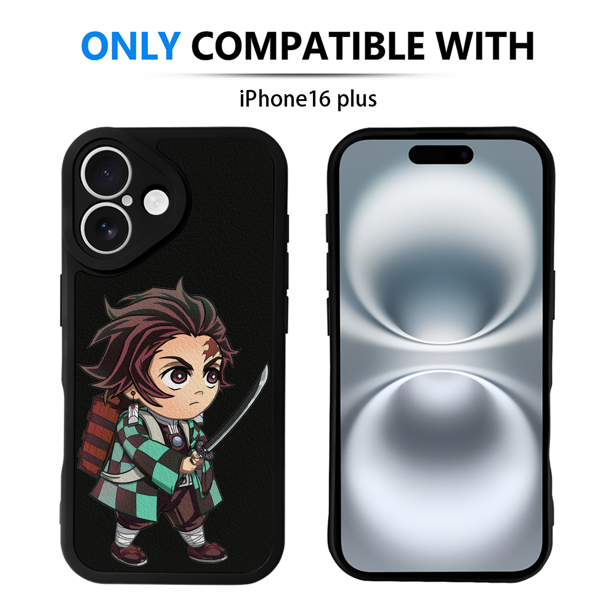 （画像用） 鬼滅の刃 竈門 炭治郎／かまど たんじろう Kamado Tanjirou 【iPhone 16シリーズ対応】シリコンスマホケース（レザー調） 材質：シリコン